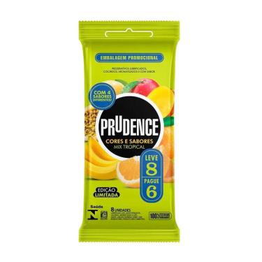 Imagem de Preservativos Lubrificados Prudence Cores E Sabores Mix Tropical 8 Unidades