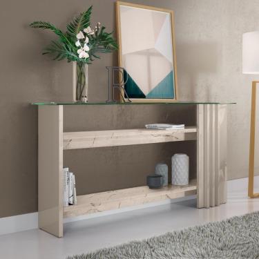 Imagem de Balcão Aparador Com Vidro Bosco Calacata Off-white