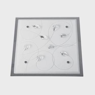 Imagem de Plafon Inromagna Borda Espelhada C/Cristais 31X31cm P/2 Lampadas E-27 Ref. KG016 - Luciin