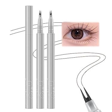 Imagem de Jutqut Delineador líquido impermeável 0,01 mm, lápis de cílios inferiores de ponta dupla, à prova de manchas, ponta dupla, uso prolongado com ponta ultrafina (marrom)