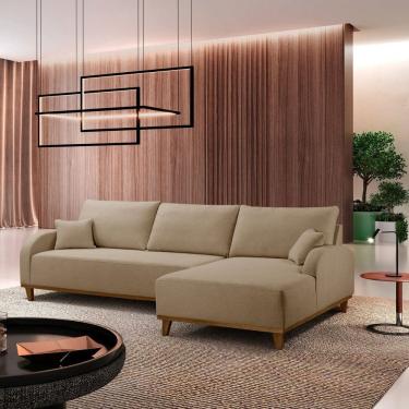 Imagem de Sofá Mercúrio 3 Lugares com Chaise Lado Direito 250cm em Linho Bege