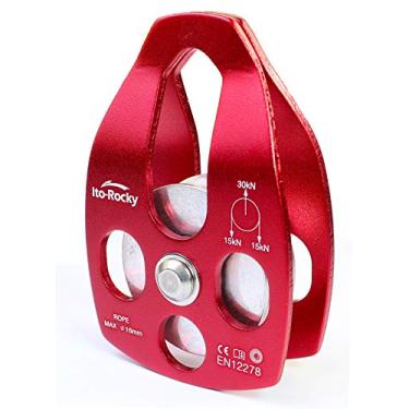 Imagem de Polia de resgate grande certificada Ito Rocky 30kN e 32kN CE com placa giratória, Vermelho