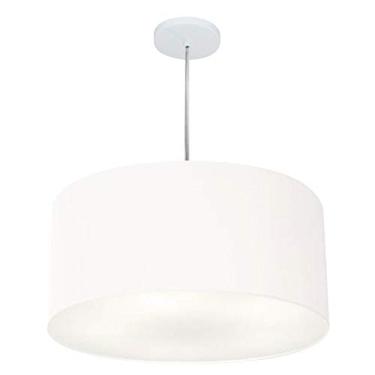 Imagem de Lustre Pendente Cilíndrico Cúpula Tecido 55x25 cm, Vivare Iluminação, Pendente4219 BR, Branco, Médio