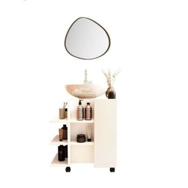 Imagem de Conjunto Espelho Orgânico  e Gabinete de Banheiro Classic - JM3 Móveis