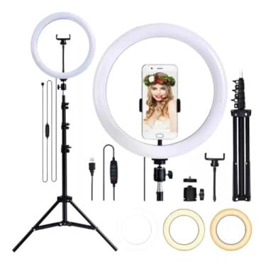 Imagem de Ring lIght, Anel de LED, 26cm, 3 Tonalidades de Luz, Tripé 2,1m, Profissional
