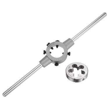 Imagem de uxcell Conjunto de chaves de alça, 5/8-24 UNEF e suporte de matriz de 38 mm (serve para matrizes de 1/5.1 cm-5/20.3 cm (UNC/UNF) / M12-M14 / 38 mm OD morre) para reparo de rosca de parafuso