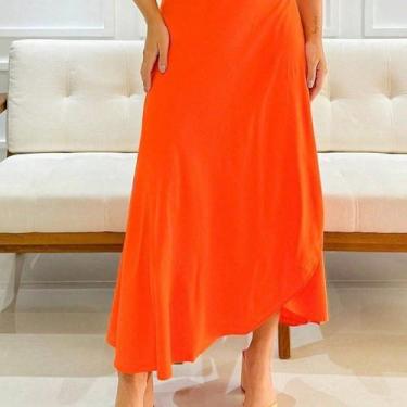 Imagem de A-Lows A&L Saia envelope feminina com forro de viscolinho, Laranja, 36