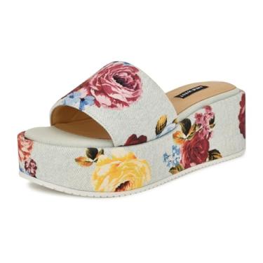 Imagem de Nine West Sandália feminina Copen, Jeans rosa disperso azul claro Multi 450, 37