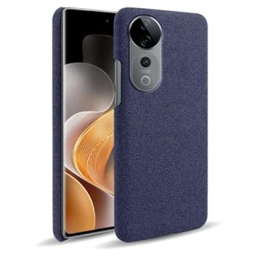 Imagem de Capa para vivo S19 PRO 5G,Capa desenhada em lona,Case Protetora Ultrafina com Empunhadura Macia,Design em Tecido Antichoque e Antiarranhões-Blue