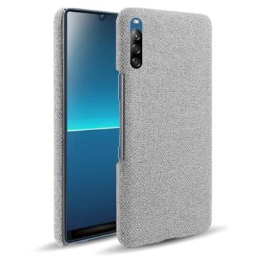 Imagem de Capa para Sony Xperia L4,Capa desenhada em lona,Case Protetora Ultrafina com Empunhadura Macia,Design em Tecido Antichoque e Antiarranhões-Light gray