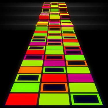 Imagem de Haull 138 x 139 polegadas neon iluminado pista de dança decoração de festa neon tapete luz negra brilha no escuro UV fluorescente reativo para carnaval, aniversário, festa de casamento (blocos)