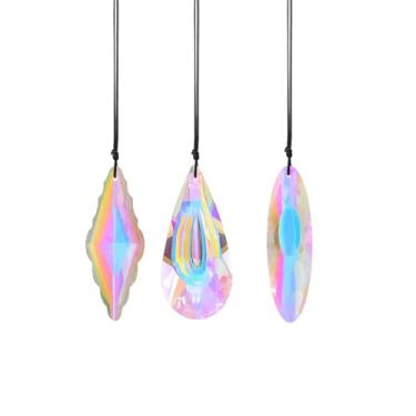 Imagem de BinaryABC Pingente apanhador de sol, prisma de captura de sol de cristal, criador de arco-íris para janelas, quarto, jardim, teto, jardim, casa, enfeite interno, 3 peças