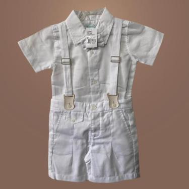 Imagem de Conjunto Bebê Suspensório - Roupa Batizado Menino Conjunto Social Infa