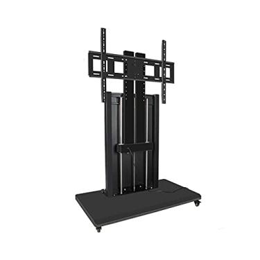 Imagem de Suporte universal para TV de chão com suporte de TV elétrico inteligente com altura ajustável carrinho móvel de coluna dupla com controle inteligente para TVs planas de 101.6 cm-228.6 cm até 75 kg