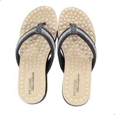 Imagem de Tamanco Feminino Modare Tira Napa Pel Strec + Strass Preto e Preto Cristal