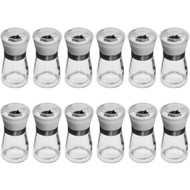 Imagem de Kit 12 Moedores de Sal e Pimenta 170ml Vidro Manual Triturador Moinho Cerâmica Lyor