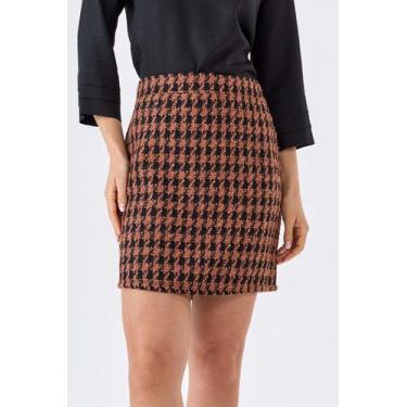 Imagem de Saia Curta PKS Alfaiataria Tweed Preto e Marrom, G