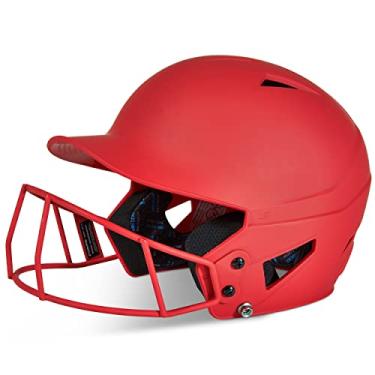 Imagem de CHAMPRO HX Capacete de softbol com ajuste rápido com máscara em cor sólida e acabamento fosco