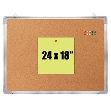 Imagem de Conjunto de quadro de cortiça para parede - quadro de avisos de cortiça 61 x 45 cm com 10 tachas de polegar - quadro de pinos para pendurar na parede, quadro de mensagens, organizador para casa