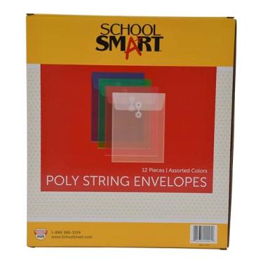 Imagem de School Smart Envelopes de cordão de polipropileno Top Loading – Pacote com 12 – Cores sortidas