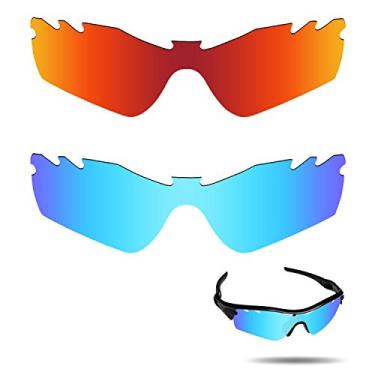 Imagem de Fiskr Lentes polarizadas de substituição para óculos de sol Oakley Radar Path ventilados com resistência a impactos, proteção contra raios UV e proteção multifuncional (vermelho fogo e azul gelo)
