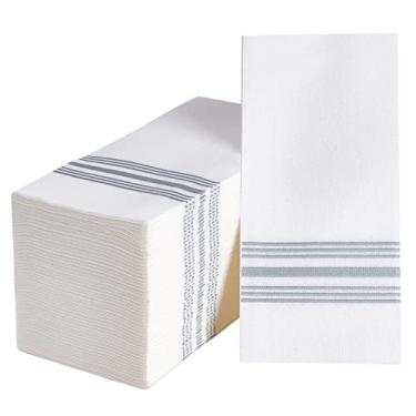 Imagem de Pacote com 150 toalhas descartáveis para banheiro, guardanapos decorativos de banheiro, toalha de mão macia e absorvente, papel descartável para jantares, cozinha, festas, casamentos, festa de Natal