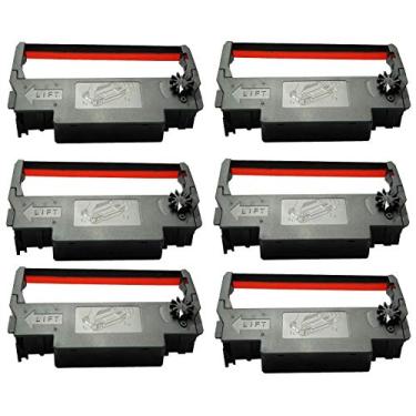 Imagem de Cartucho de fita de tinta ERC 30/34/38 preto e vermelho compatível com impressoras Epson TM 200, TMU 220, TMU230 (pacote com 6)