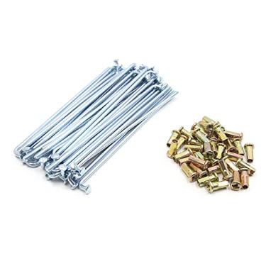 Imagem de uxcell 36 peças de aço cromado 4 mm de diâmetro da rosca 160 mm de comprimento protetor de raios de motocicleta com bicos de metal