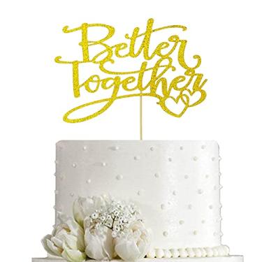 Imagem de Better Together Cake Toppers - Bridal Shower, Mr and Mrs, Wedding Party Decorations, Double Sided Gold Glitter