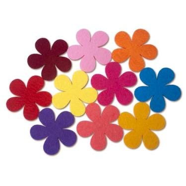 Imagem de Summer-Ray 100 peças de recortes de flor de feltro – 5 pétalas de flores em 10 cores, apliques de feltro DIY de 5,8 cm para álbuns, costura, artesanato infantil e decorações