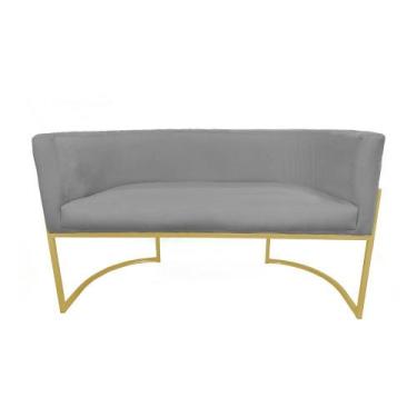 Imagem de Namoradeira Decorativa Luana Suede Cinza 2 Lugares Base Dourada Mz Dec