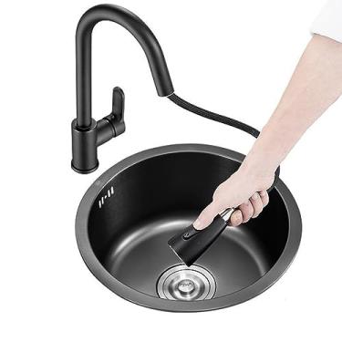 Imagem de Lavatório de canto de cozinha com ranhura única de aço inoxidável nano-redondo mini lavatório sob o balcão adequado para cozinha sala de jantar