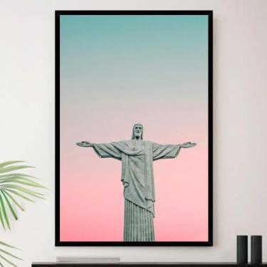 Imagem de Genérico, Quadro Rio De Janeiro Cristo Por Sol Decorativo A3 35x45cm