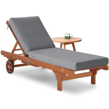 Imagem de Tycdiose Substituição de almofadas de espreguiçadeira ao ar livre, à prova d'água, para móveis de pátio ao ar livre, resort, hotel, resort, almofadas, 182 x 53 cm, cinza