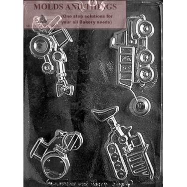 Imagem de Molde de doces de chocolate, caminhão basculante, caminhão de lixo, veículos de construção, trator, escavadeira, molde de doces de chocolate