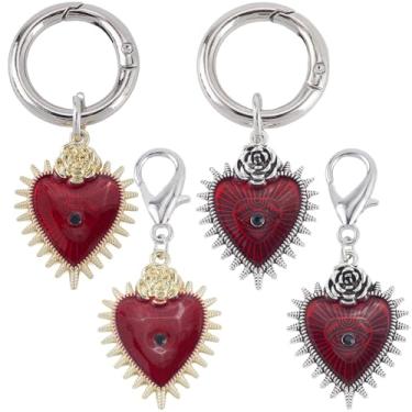 Imagem de CRASPIRE 4 peças 2 estilos pingentes de sapato coração vermelho pingentes de liga com enfeite de prata pendurado fecho lagosta anéis acessórios para chaveiro, mulheres, homens, tênis, botas, decoração