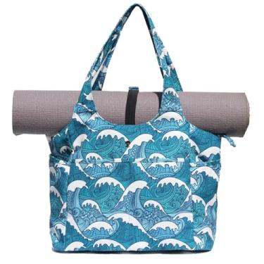 Imagem de ESVAN Bolsa de ioga, bolsa de ombro feminina, bolsa de ombro para viagem, escritório, treino, academia, enfermeira, praia, Ondulado de lona