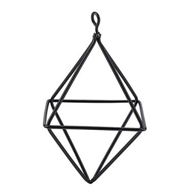 Imagem de Suporte para plantas de ar Himmeli geométrico para pendurar mini metal para plantas aéreas, suporte de exibição de samambaia para decoração de casa (preto)