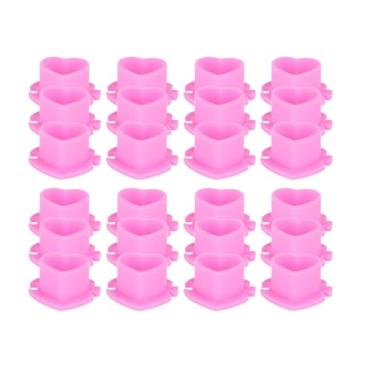 Imagem de OIIBWQ 200 Copos de Tinta em Formato de Coração, Tampas de Tinta Práticas Multiuso com Suporte de Pigmento de Base para Suprimentos de Maquiagem, Rosa