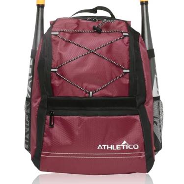 Imagem de Athletico Bolsa De Beisebol Juvenil - Mochila Para Taco Beisebol, T-Ball E Softball, Comporta Taco, Capacete, Luva Gancho Cerca (Marrom)