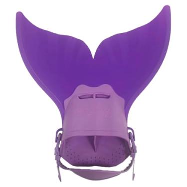 Imagem de rockible Mermaid Swim, nadadeiras de natação, nadadeiras de snorkel, presente, equipamento de mergulho monofin ajustável para equipamentos e crianças, Roxo
