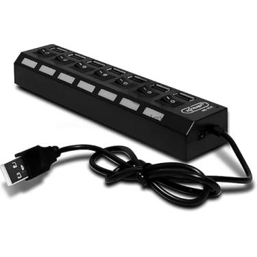 Imagem de Hub Usb Switch 7 Portas 2.0 Para Impressora Cabo Entrada Com Várias Portas Para Notebook Computador PC Teclado Multimídia Adaptador Mesa Extensor High Speed Hd Externo Pen Drive Led Linha Premium