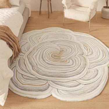 Imagem de Poowe Tapete redondo para sala de estar - 1,8 m lavável neutro moderno abstrato macio circular fofo piso interno tapete antiderrapante para quarto embaixo da mesa de jantar, decoração de escritório em