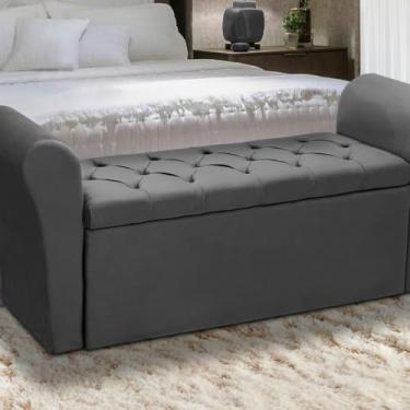 Imagem de Baú Para Cama Box: Madeira Estofada Casal com Estilo (Cinza)