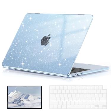 Imagem de Capa EooCoo compatível com MacBook Air 13 polegadas M4 2025 2024-2022 lançamento M3 M2 A3240 A3113 A2681, capa rígida com glitter, capa para teclado e protetor de tela para Mac Air 13,6 polegadas