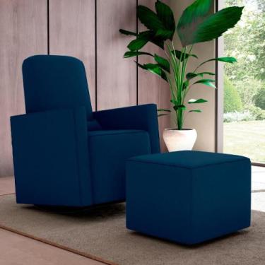 Imagem de Poltrona para Amamentação com Puff León Suede Azul - CASA H