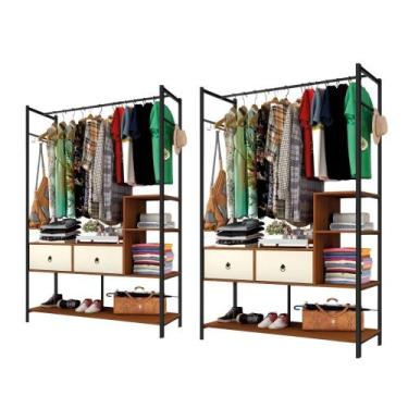 Imagem de Conjunto Closets Industriais Magali Preto Canela Off White - CASA H