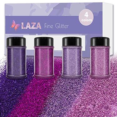 Imagem de Laza Glitter ultrafino, 4 cores, 80 ml, artes e artesanato, glitter, mistura de lantejoulas, pó ultrafino, para arte em unhas de resina epóxi, decoração de geleca, cartão de casamento, flores, scrapbook - ametista