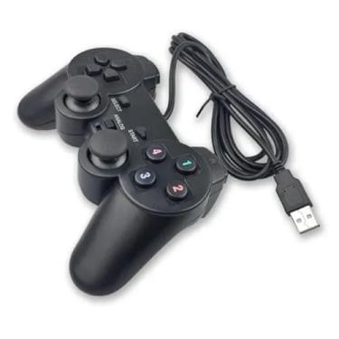 Imagem de Controle USB para PC e PS2, Analógico, Vibratório, 12 Botões, Preto