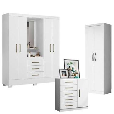 Imagem de Guarda Roupa Solteiro Paris 2045150 com Armário Multiuso 2 Portas New 